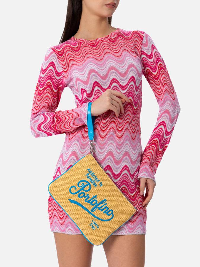Mc2 Saint Barth Pouch Parisienne In Paglia Con Ricamo Portofino