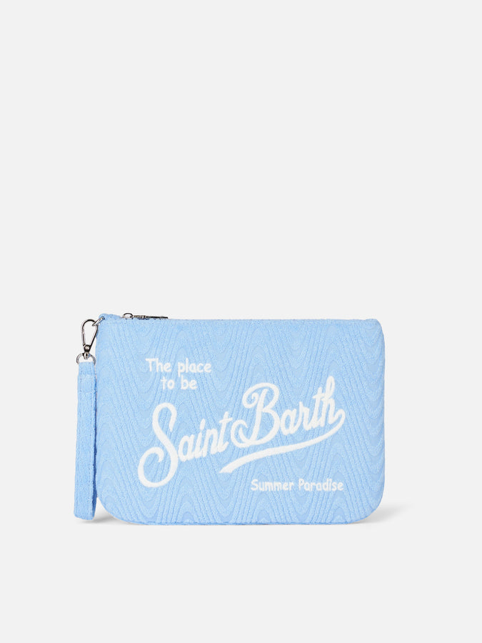 Mc2 Saint Barth Pouch Parisienne in spugna azzurra a bassorilievo