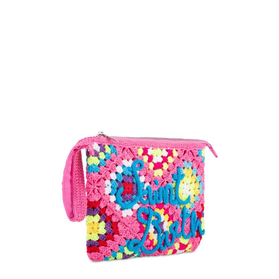 Mc2 Saint Barth Pouch Parisienne Rosa Crochet Con Ricamo Saint Barth