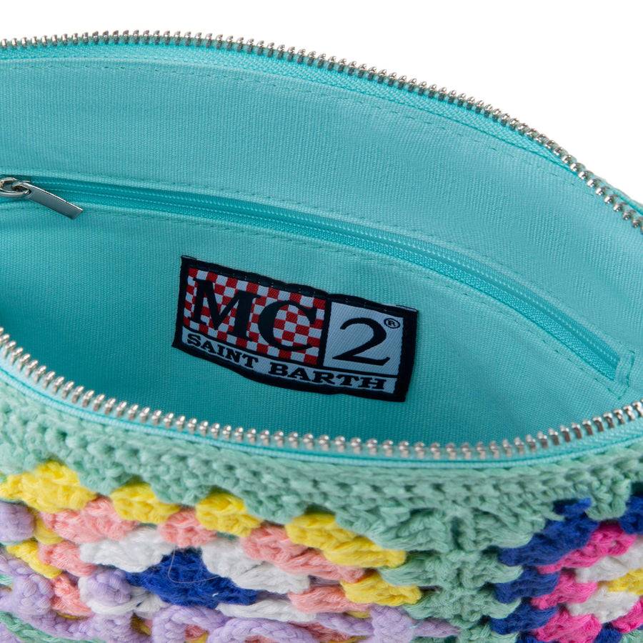 Mc2 Saint Barth Pouch Parisienne Verde Acqua Crochet Con Ricamo Saint Barth