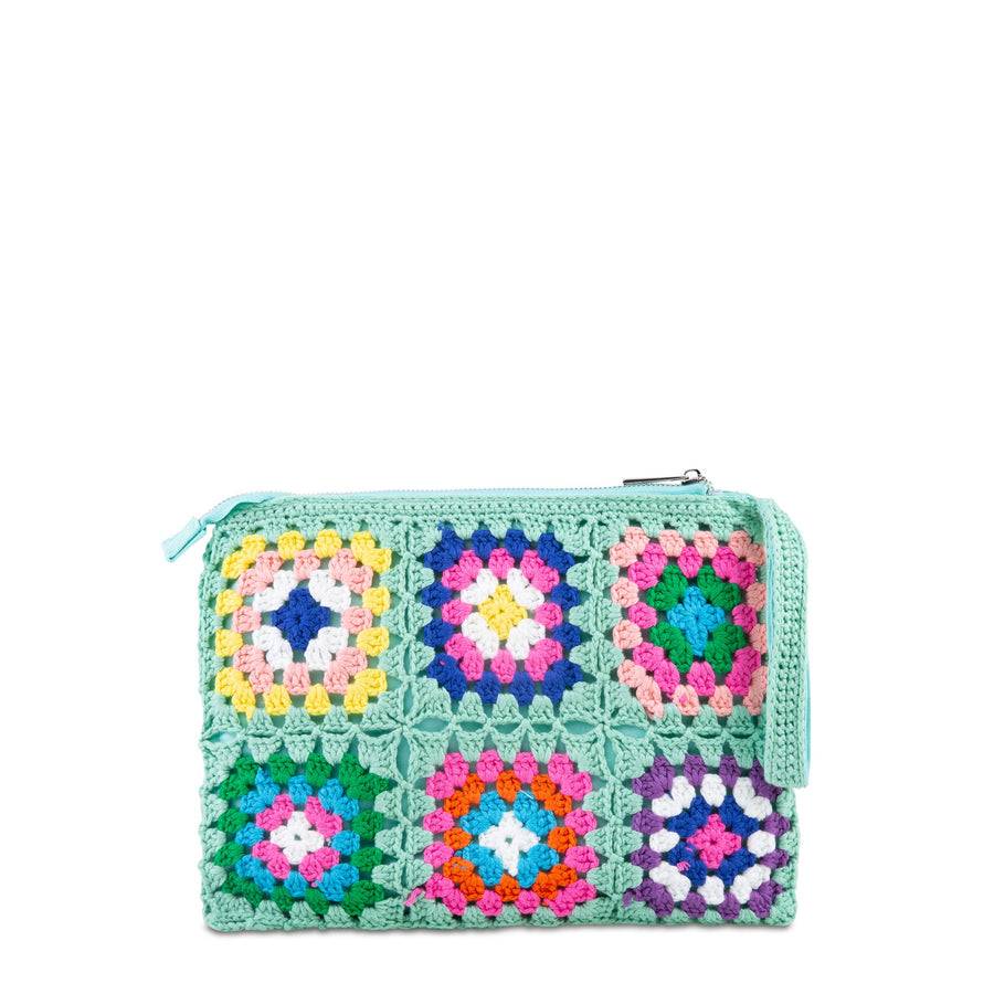Mc2 Saint Barth Pouch Parisienne Verde Acqua Crochet Con Ricamo Saint Barth