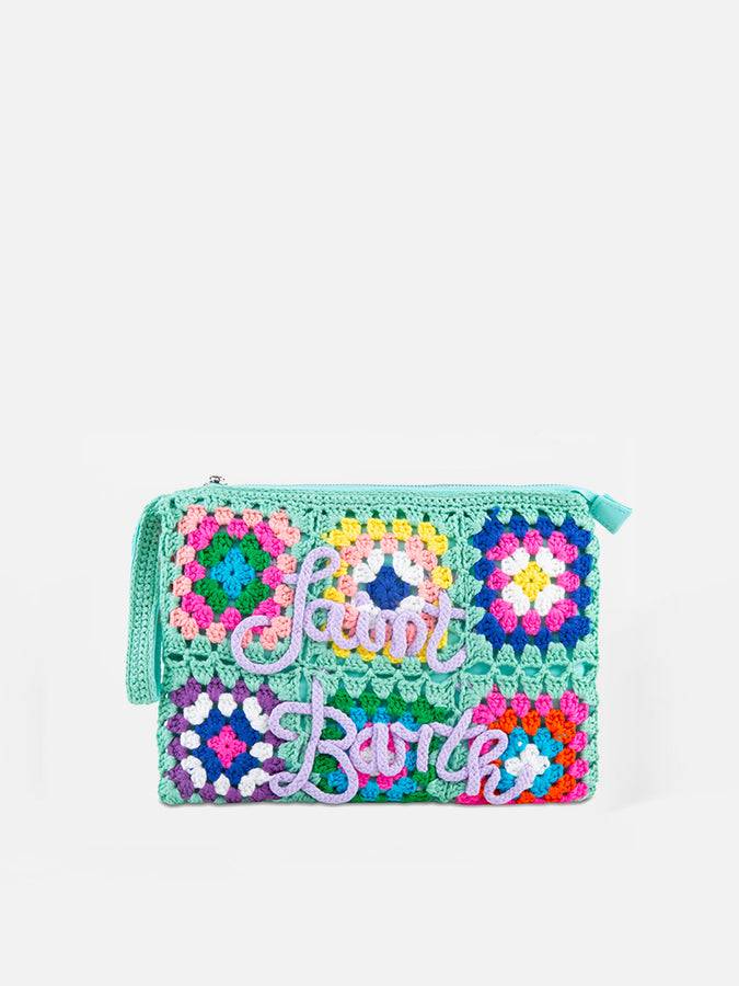 Mc2 Saint Barth Pouch Parisienne verde acqua crochet con ricamo Saint Barth
