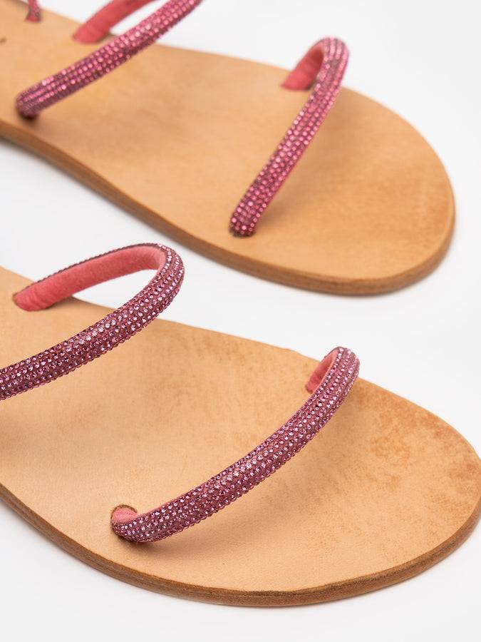 Mc2 Saint Barth Sandali Flat Avvolgenti Con Strass Fucsia