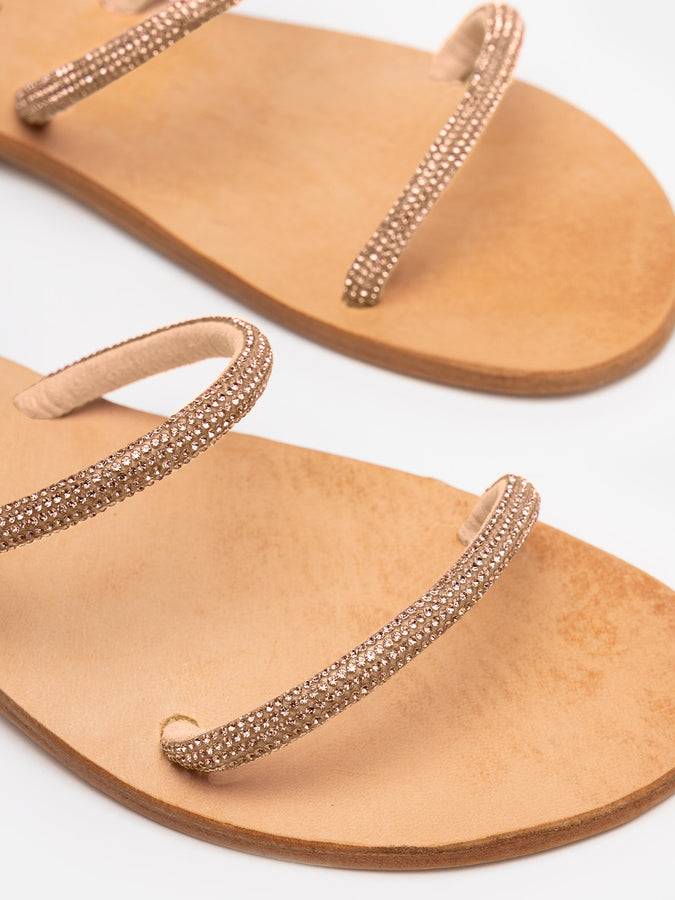 Mc2 Saint Barth Sandali Flat Avvolgenti Con Strass Oro