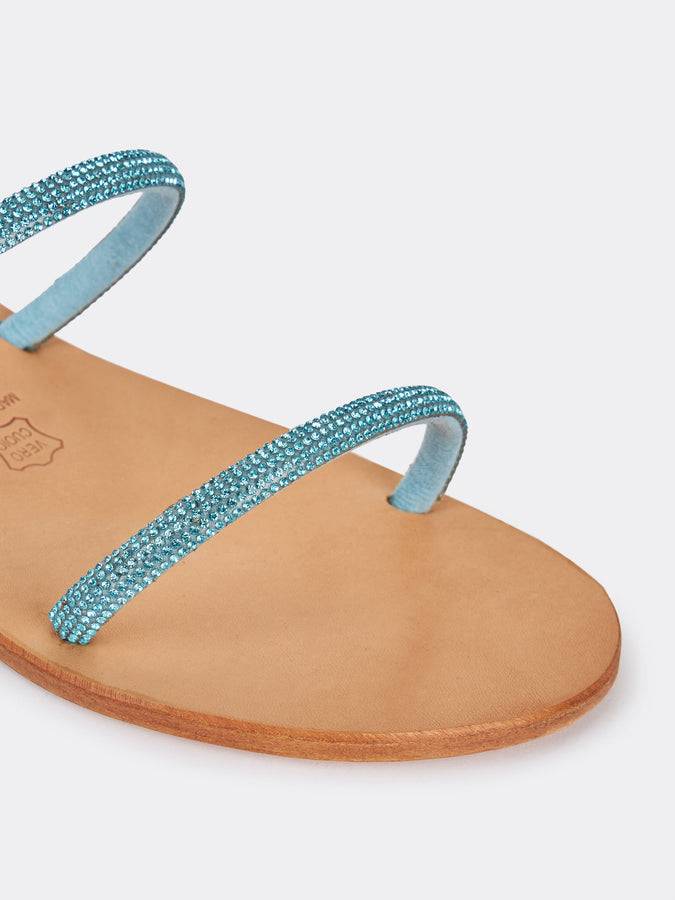 Mc2 Saint Barth Sandali Flat Avvolgenti Con Strass Turchesi