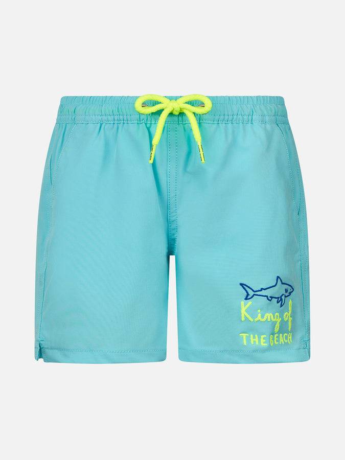 Mc2 Saint Barth Shorts da bagno bambino Comfort con ricamo King of the Beach
