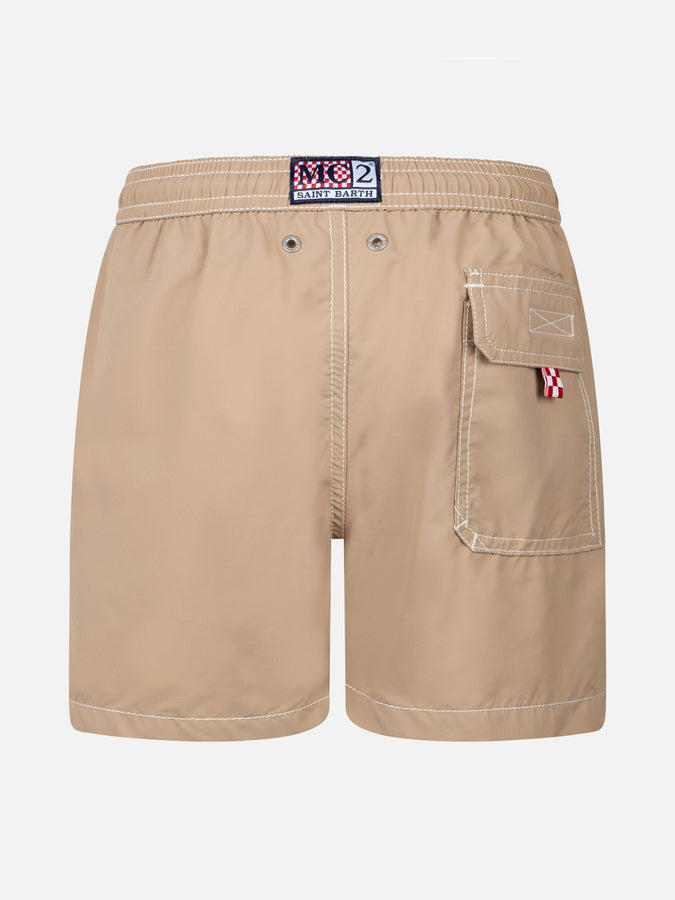 Mc2 Saint Barth Shorts Da Bagno Bambino Di Media Lunghezza Beige Patmos Jr