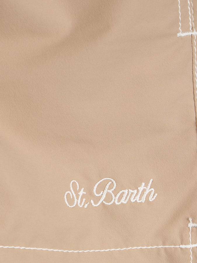 Mc2 Saint Barth Shorts Da Bagno Bambino Di Media Lunghezza Beige Patmos Jr
