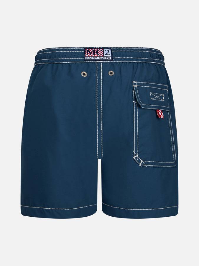 Mc2 Saint Barth Shorts Da Bagno Bambino Di Media Lunghezza Blu Navy Patmos Jr