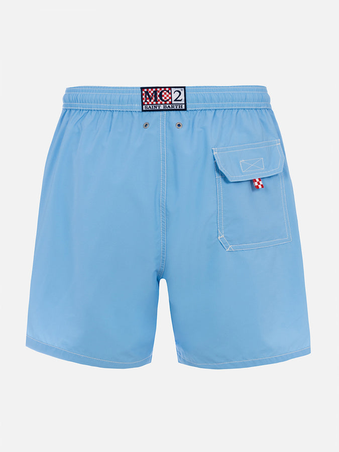 Mc2 Saint Barth Shorts Da Bagno Uomo Di Media Lunghezza Colore Celeste Patmos