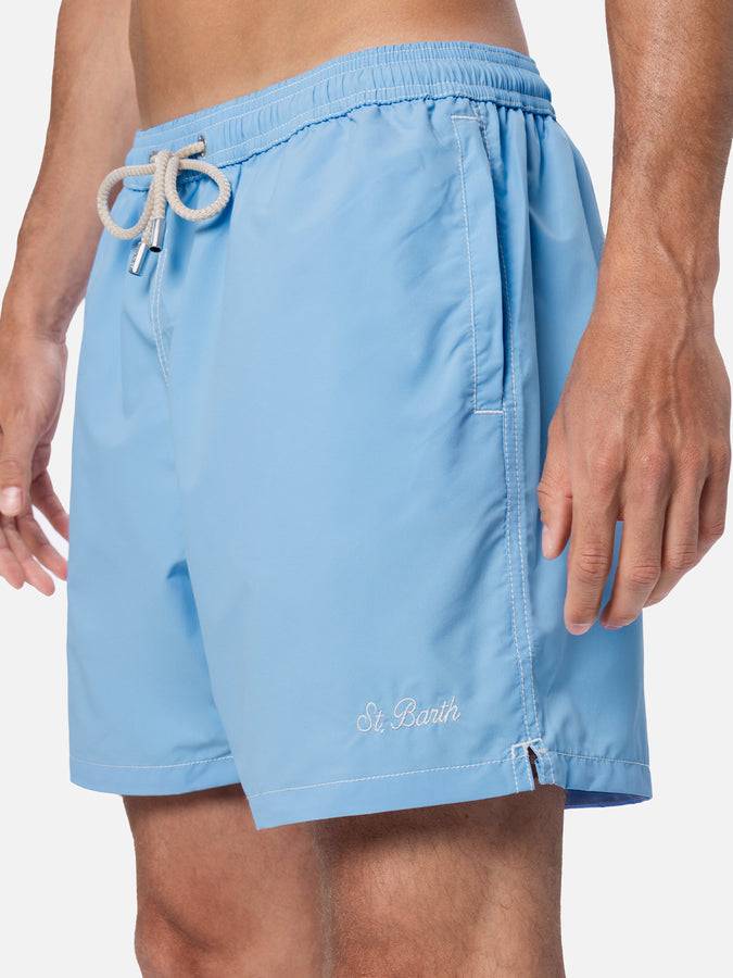 Mc2 Saint Barth Shorts Da Bagno Uomo Di Media Lunghezza Colore Celeste Patmos