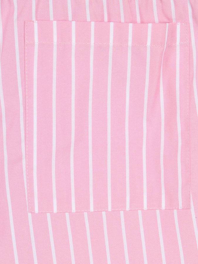 Mc2 Saint Barth Shorts Da Bambina In Cotone Boxy Jr Con Stampa A Righe Rosa