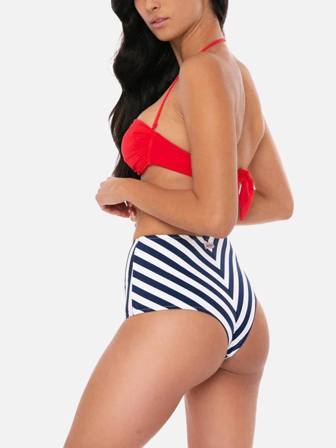 Mc2 Saint Barth Slip Da Bagno Alti Vintage Bikini Con Stampa A Righe Blu
