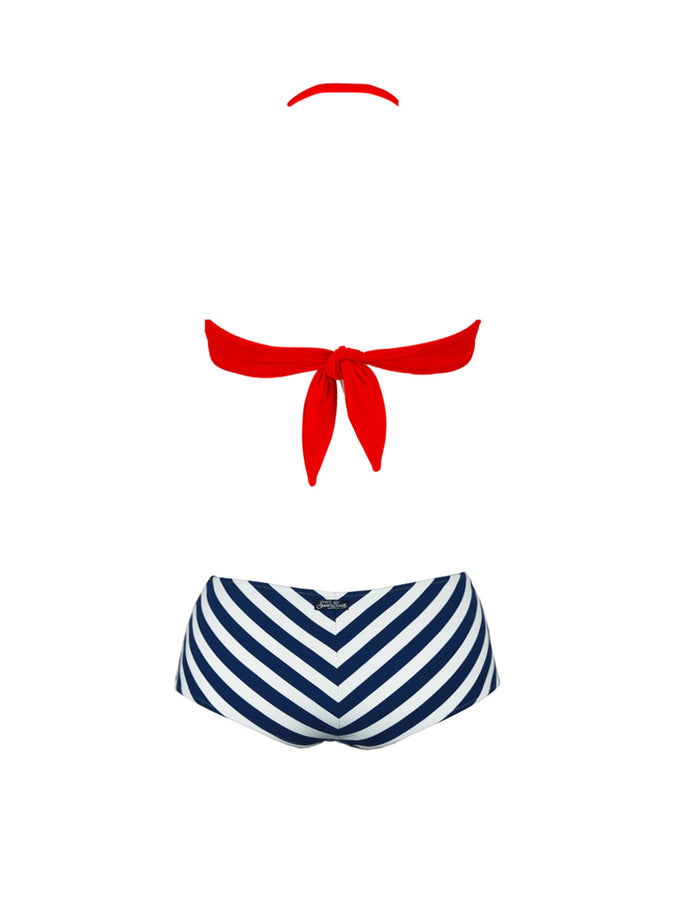 Mc2 Saint Barth Slip Da Bagno Alti Vintage Bikini Con Stampa A Righe Blu
