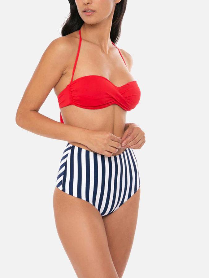 Mc2 Saint Barth Slip da bagno alti vintage Bikini con stampa a righe blu