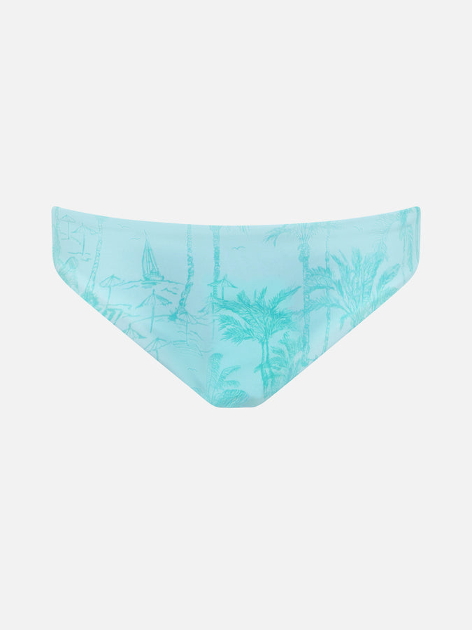 Mc2 Saint Barth Slip Da Bagno Da Bambina Con Fiocco E Stampa Toile De Jouy