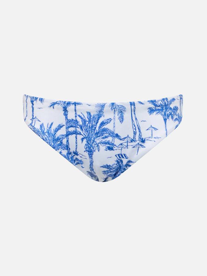 Mc2 Saint Barth Slip Da Bagno Da Bambina Con Fiocco E Stampa Toile De Jouy