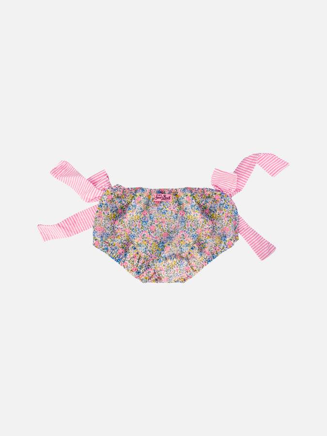 Mc2 Saint Barth Slip Da Bagno Da Bambina Con Stampa Fiori Liberty E Fiocchi | EDIZIONE SPECIALE LIBERTY