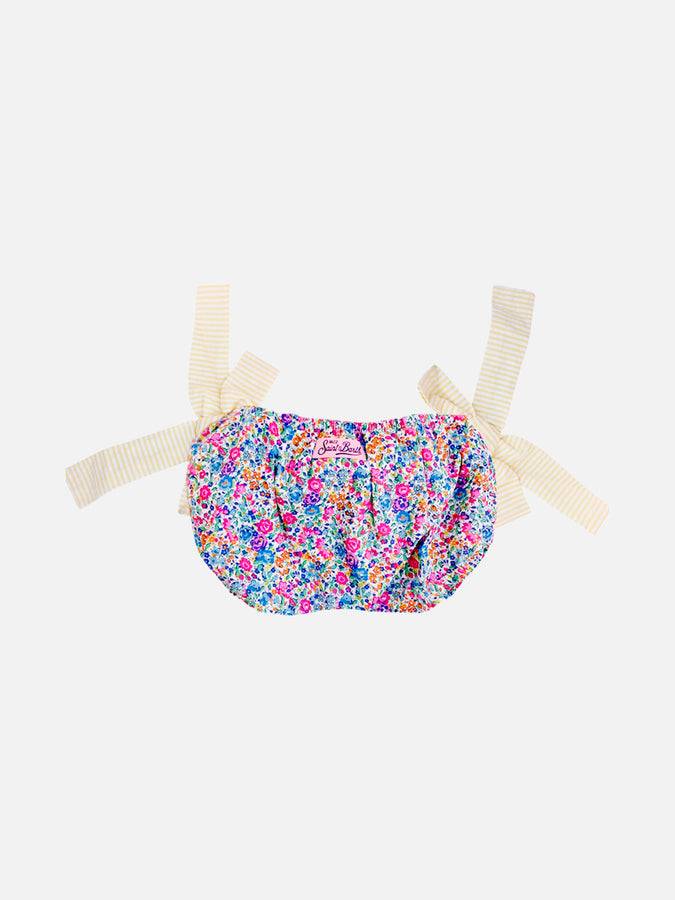 Mc2 Saint Barth Slip Da Bagno Da Bambina Con Stampa Fiori Liberty E Fiocchi | EDIZIONE SPECIALE LIBERTY