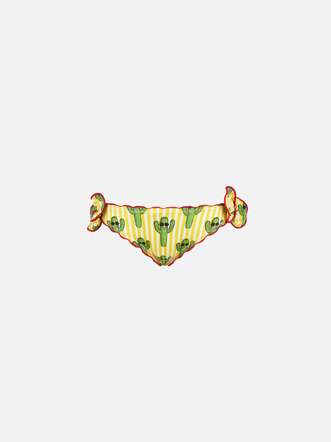 Mc2 Saint Barth Slip da bagno da bambina con stampa Happy cactus
