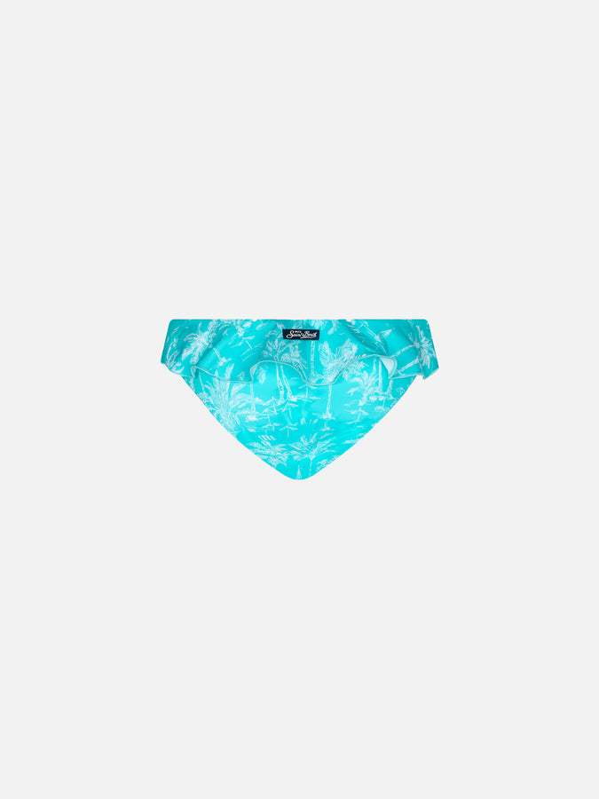 Mc2 Saint Barth Slip Da Bagno Da Bambina Con Stampa Toile De Jouy