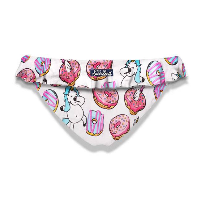 Mc2 Saint Barth Slip Da Bagno Da Bambina Con Volant E Stampa Unicorno