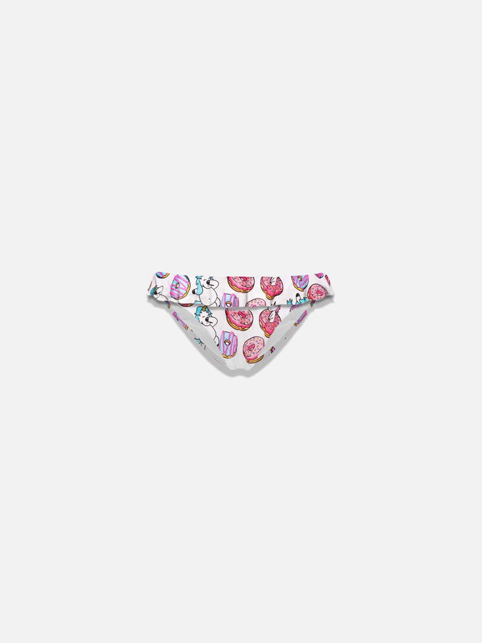 Mc2 Saint Barth Slip da bagno da bambina con volant e stampa unicorno