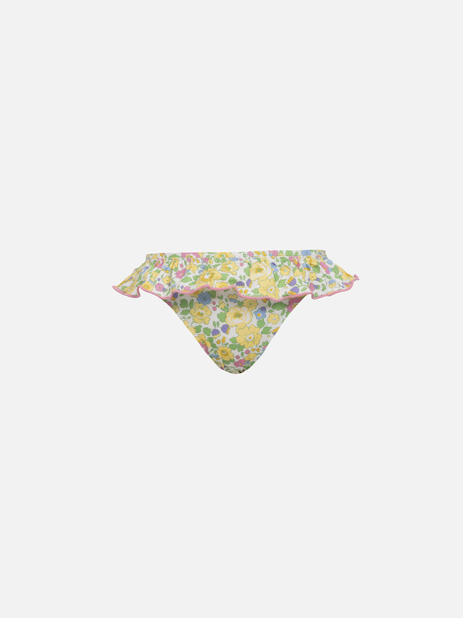 Mc2 Saint Barth Slip da bagno da bambina con volant Melly con stampa Betsy | REALIZZATO CON TESSUTO LIBERTY