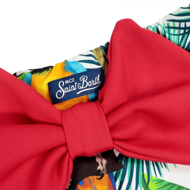 Mc2 Saint Barth Slip Da Bagno Da Bambina Fantasia Tropicale Con Fiocco