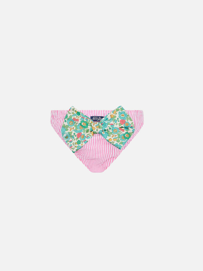 Mc2 Saint Barth Slip da bagno da bambina in cotone Madame con fiocco e stampa Betsy | REALIZZATO CON TESSUTO LIBERTY