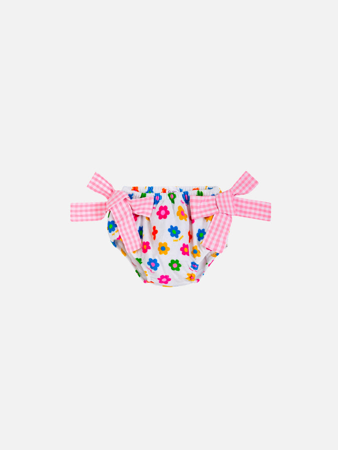 Mc2 Saint Barth Slip da bagno da bambina in spugna con stampa margherite