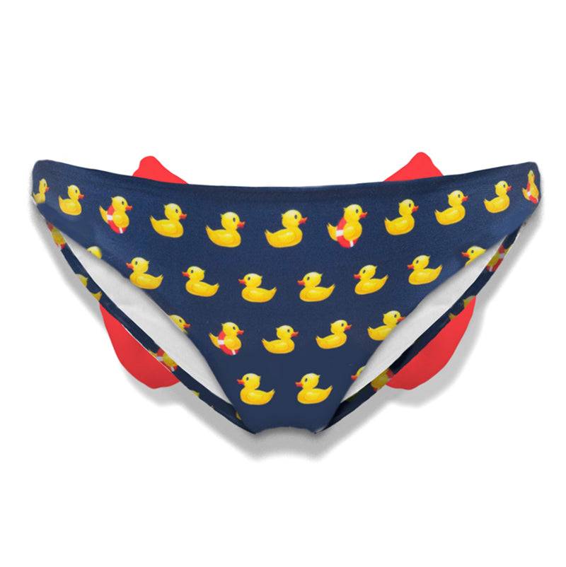 Mc2 Saint Barth Slip Da Bagno Da Bambina Stampa Papere Con Fiocco