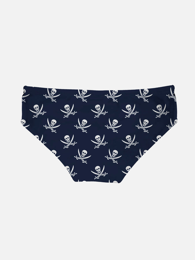 Mc2 Saint Barth Slip Da Bagno Da Bambino Blu Navy Micro Stampa Pirati