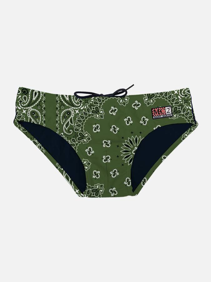 Mc2 Saint Barth Slip da bagno da uomo con stampa bandana verde militare