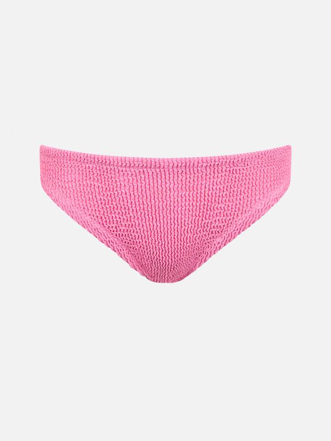 Mc2 Saint Barth Slip Mare Da Bambina Rosa Crinkle Con Fiocco