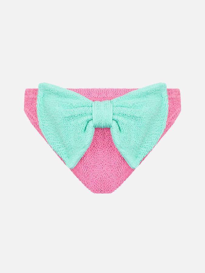 Mc2 Saint Barth Slip mare da bambina rosa crinkle con fiocco