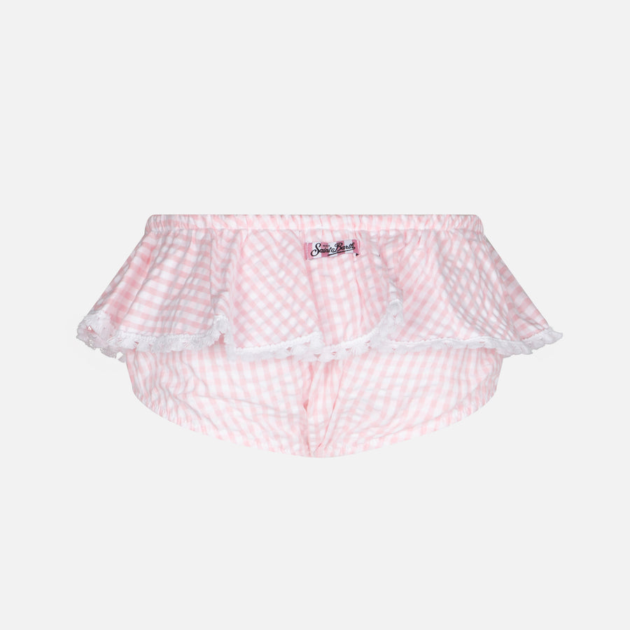 Mc2 Saint Barth Slip Mare Fantasia Enfant Vichy Con Volant E Fiocchi