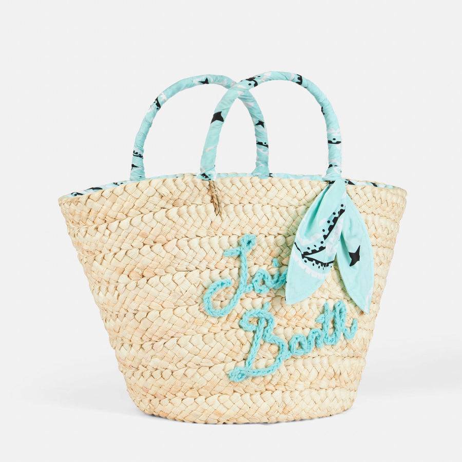 Mc2 Saint Barth Small Straw Bag Kylie With Embroidery And Paisley Handles