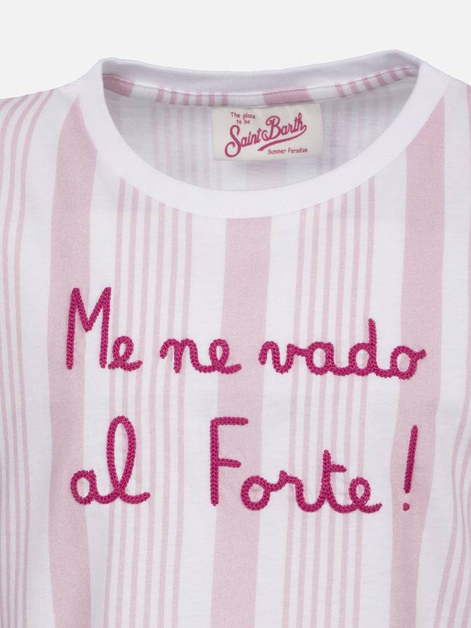 Mc2 Saint Barth T-shirt Bambina In Cotone Con Balza E Ricamo