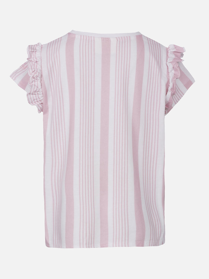 Mc2 Saint Barth T-shirt Bambina In Cotone Con Balza E Ricamo