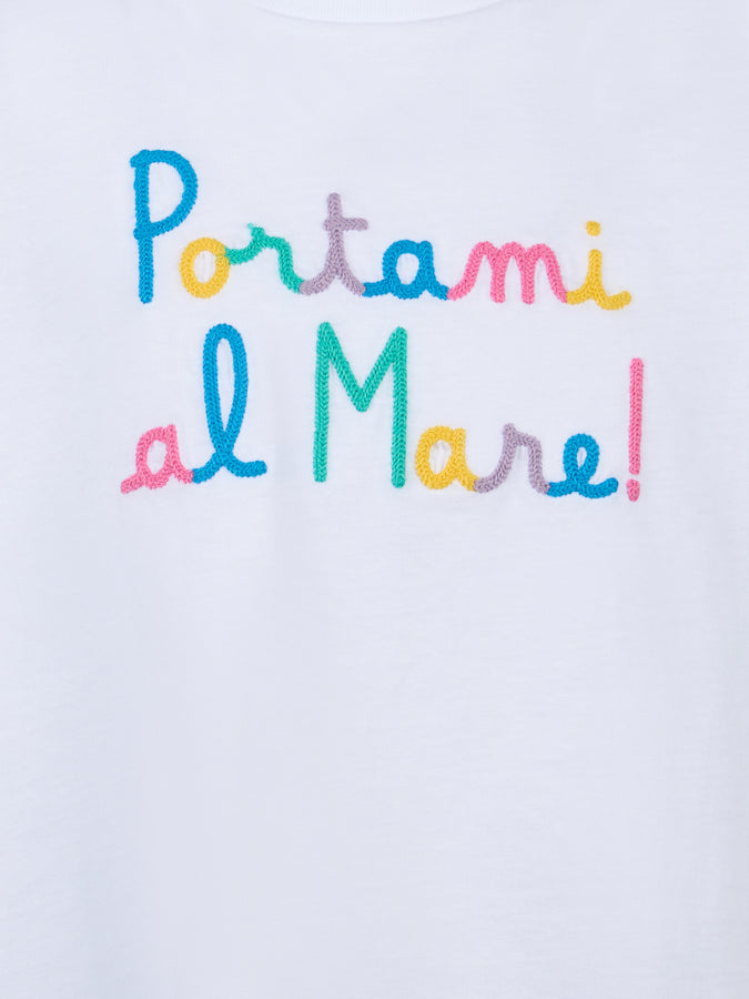 Mc2 Saint Barth T-shirt Bambina In Cotone Con Balza E Ricamo