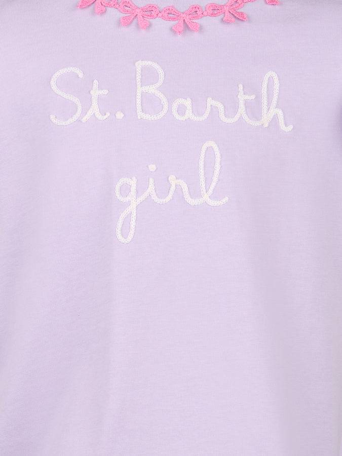 Mc2 Saint Barth T-shirt Bambina In Cotone Con Balza E Ricamo