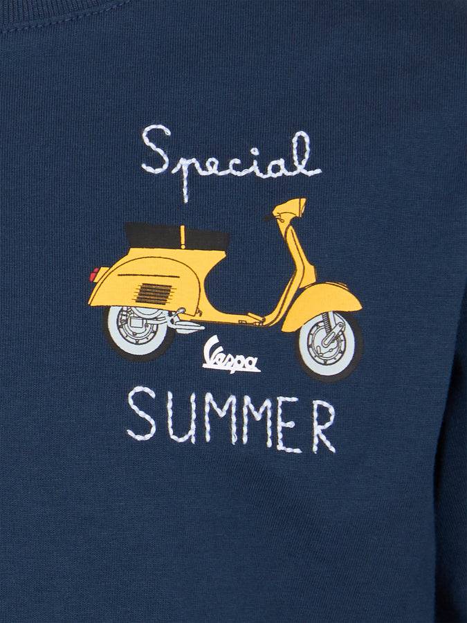 Mc2 Saint Barth T-shirt Bambino In Cotone Con Stampa Vespa E Ricamo Special Summer | EDIZIONE SPECIALE VESPA