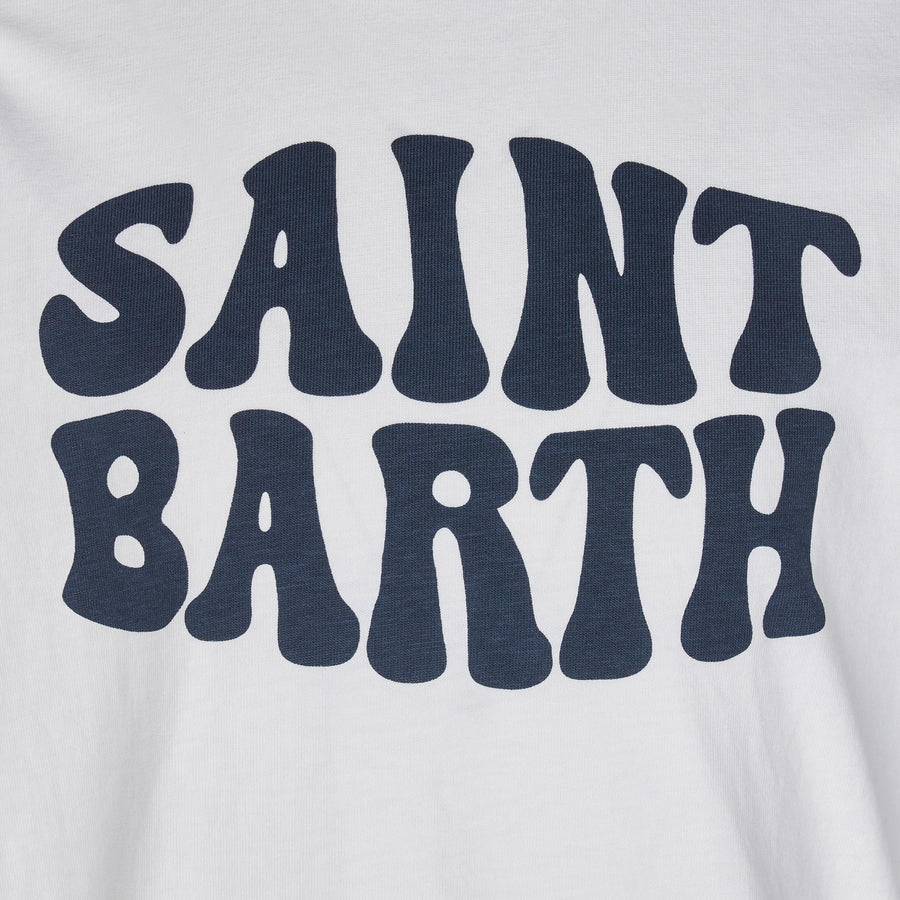 Mc2 Saint Barth T-shirt Bianca Da Bambino In Cotone Con Stampa Groovy Saint Barth Blu