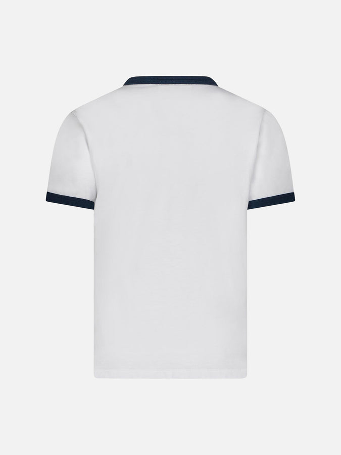 Mc2 Saint Barth T-shirt Bianca Da Bambino In Cotone Con Stampa Groovy Saint Barth Blu