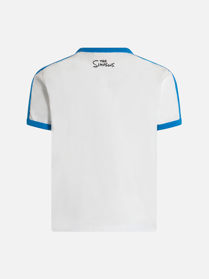 Mc2 Saint Barth T-shirt Bianca Da Bambino In Cotone Dean Jr Con Stampa E Ricamo Bart Simpson | L'EDIZIONE SPECIALE SIMPSON