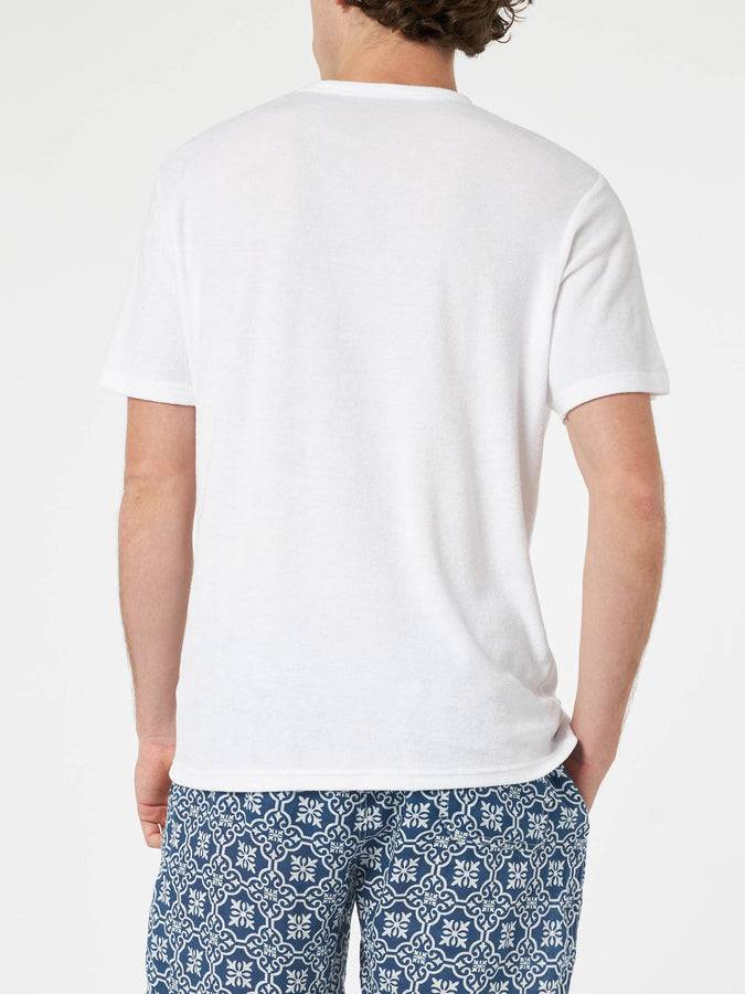 Mc2 Saint Barth T-shirt Bianca Da Uomo Gary In Spugna Con Ricamo St. Barth