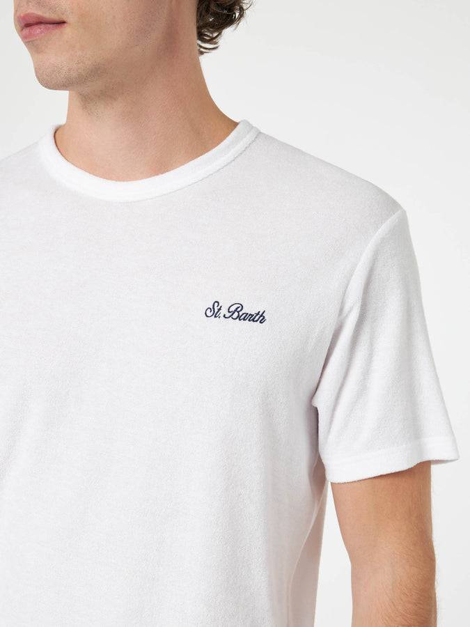 Mc2 Saint Barth T-shirt bianca da uomo Gary in spugna con ricamo St. Barth