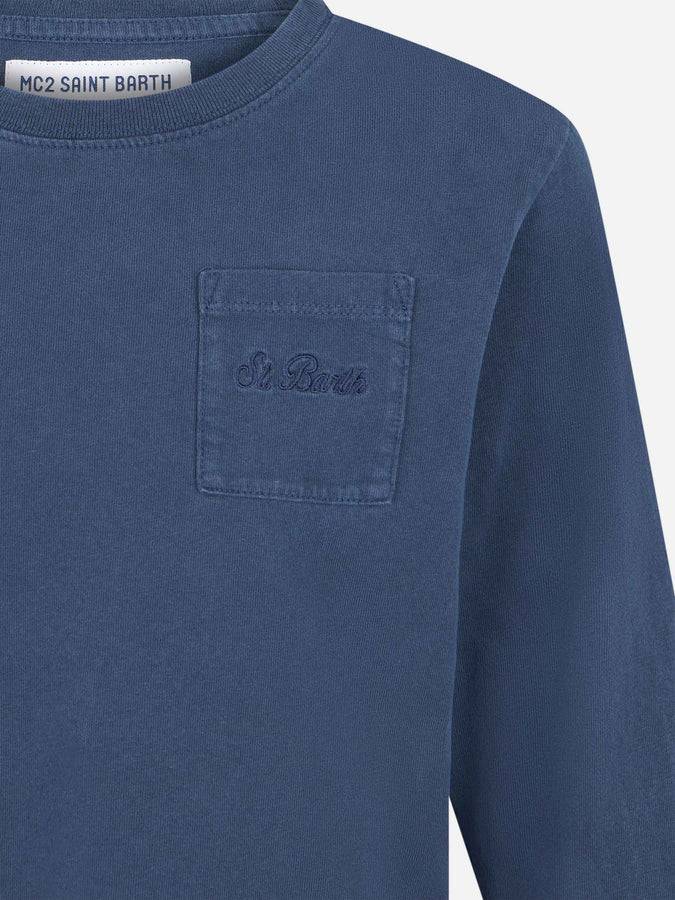 Mc2 Saint Barth T-shirt Blu Da Bambino In Cotone Pesante
