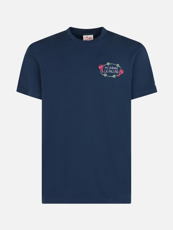 Mc2 Saint Barth T-shirt Classica Da Uomo In Jersey Di Cotone Portofino Con Ricamo Mi Girano Le Palline | EDIZIONE SPECIALE INSULTI LUMINOSI